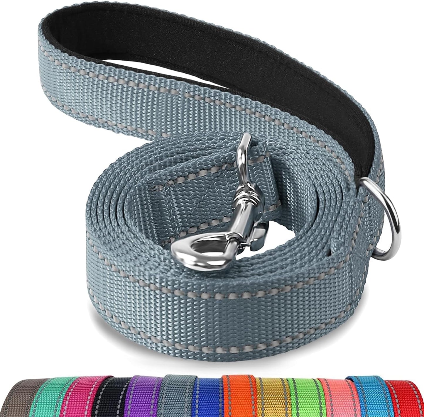 Dog Leash Heavy Duty for Large Dogs That Pull, Double Handle for Traffic Control, Double-Sided Reflective Leashes for Large Medium Dogs Night Safety, 6FT, Red