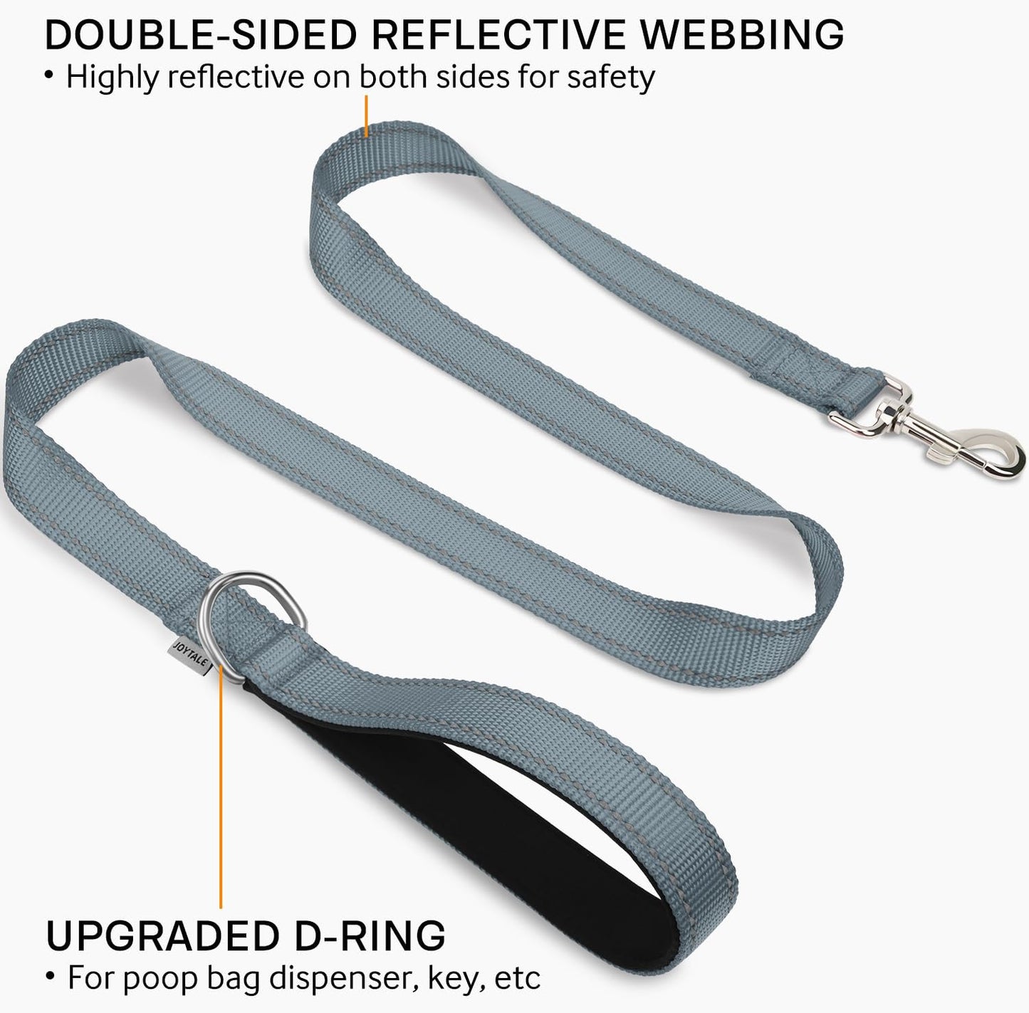 Dog Leash Heavy Duty for Large Dogs That Pull, Double Handle for Traffic Control, Double-Sided Reflective Leashes for Large Medium Dogs Night Safety, 6FT, Teal