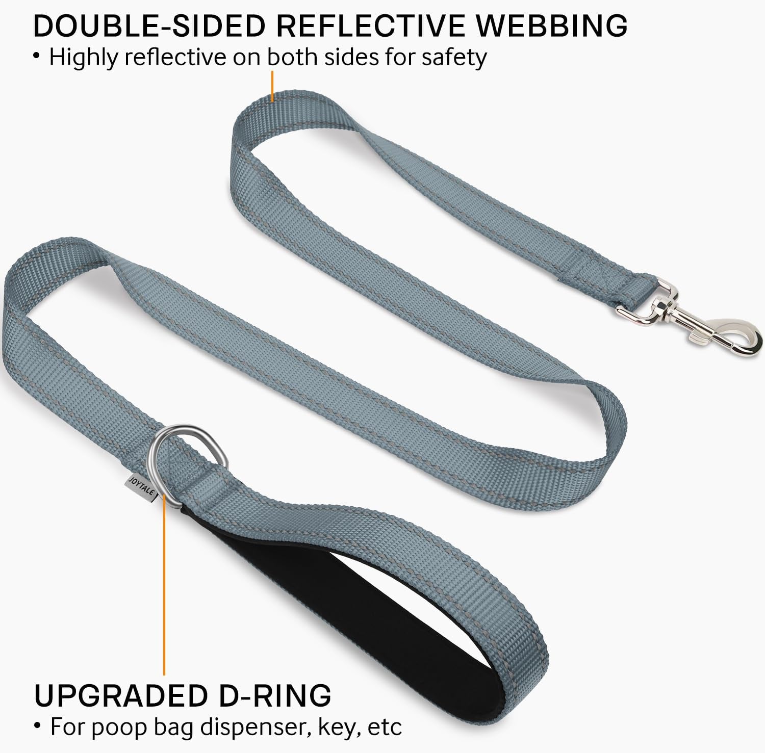 Dog Leash Heavy Duty for Large Dogs That Pull, Double Handle for Traffic Control, Double-Sided Reflective Leashes for Large Medium Dogs Night Safety, 6FT, Teal