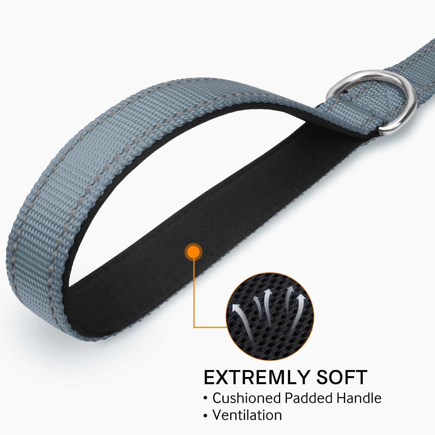 Dog Leash Heavy Duty for Large Dogs That Pull, Double Handle for Traffic Control, Double-Sided Reflective Leashes for Large Medium Dogs Night Safety, 6FT, Gray