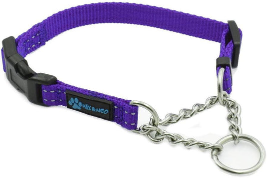 Stainless Steel Chain Martingale Collar - We Donate to a Dog Rescue for Every Collar Sold (X-Small, Purple)