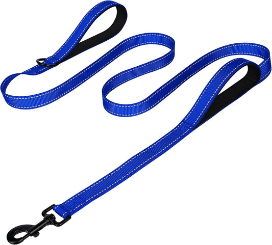 Dog Leash Heavy Duty for Large Dogs That Pull, Double Handle for Traffic Control, Double-Sided Reflective Leashes for Large Medium Dogs Night Safety, 5FT, Royal Blue
