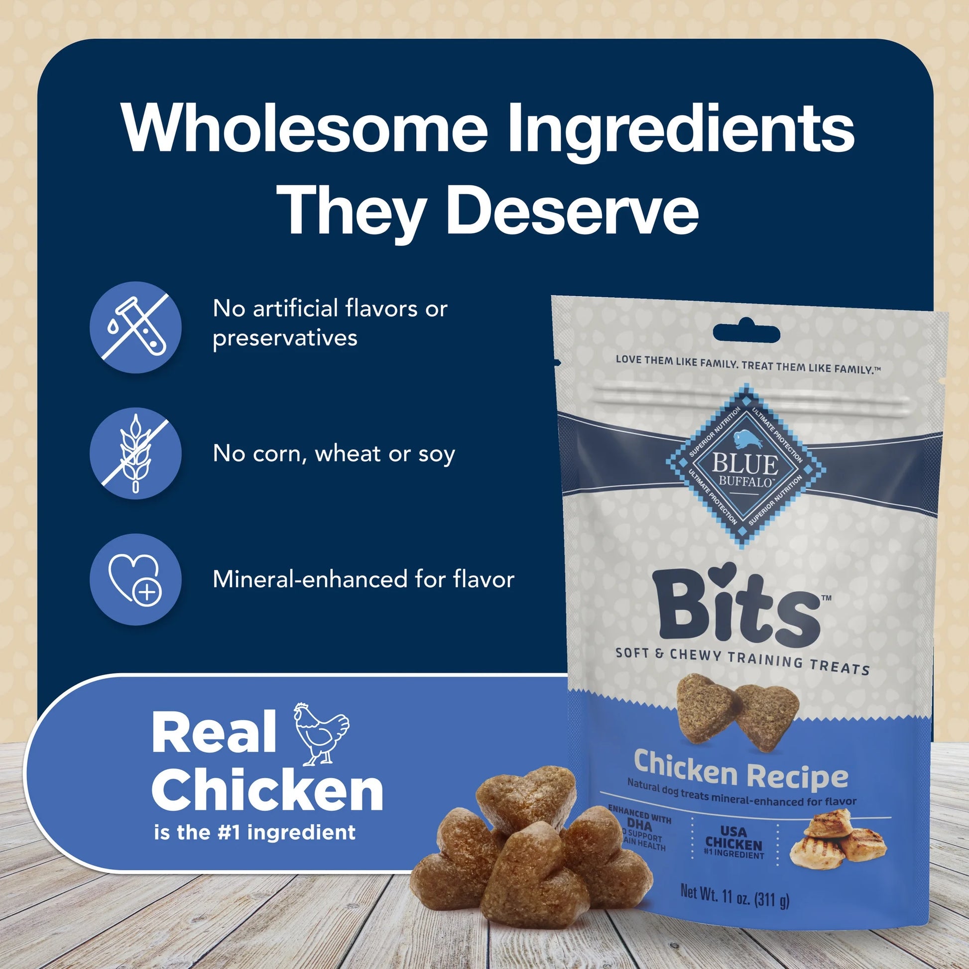 Bits Soft Dog Treats for Training, Enhanced with DHA, 4-Oz. Bag