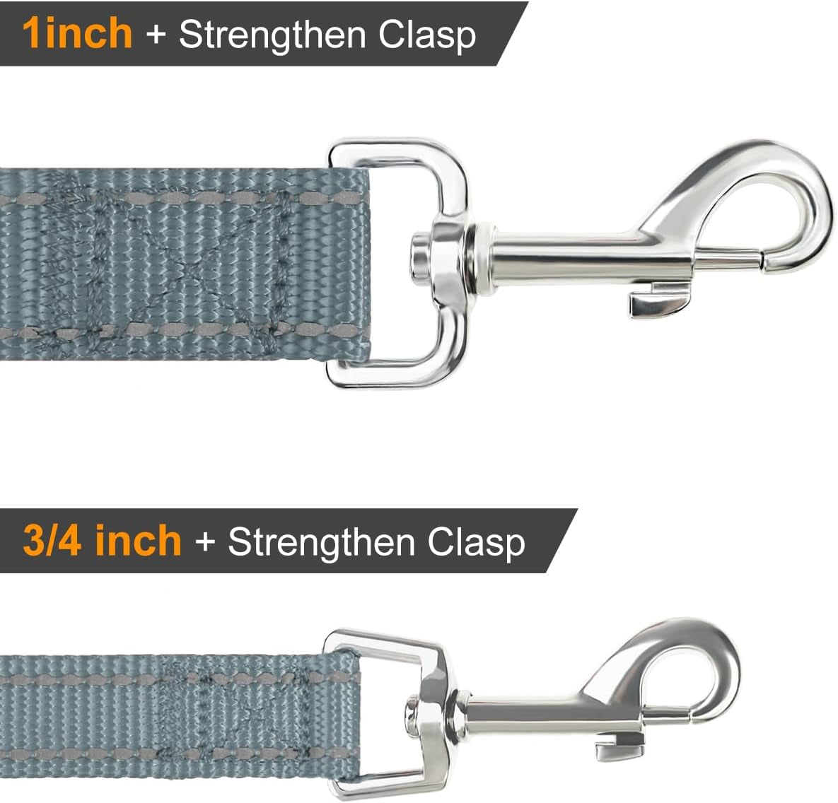 Dog Leash Heavy Duty for Large Dogs That Pull, Double Handle for Traffic Control, Double-Sided Reflective Leashes for Large Medium Dogs Night Safety, 4FT, Orange