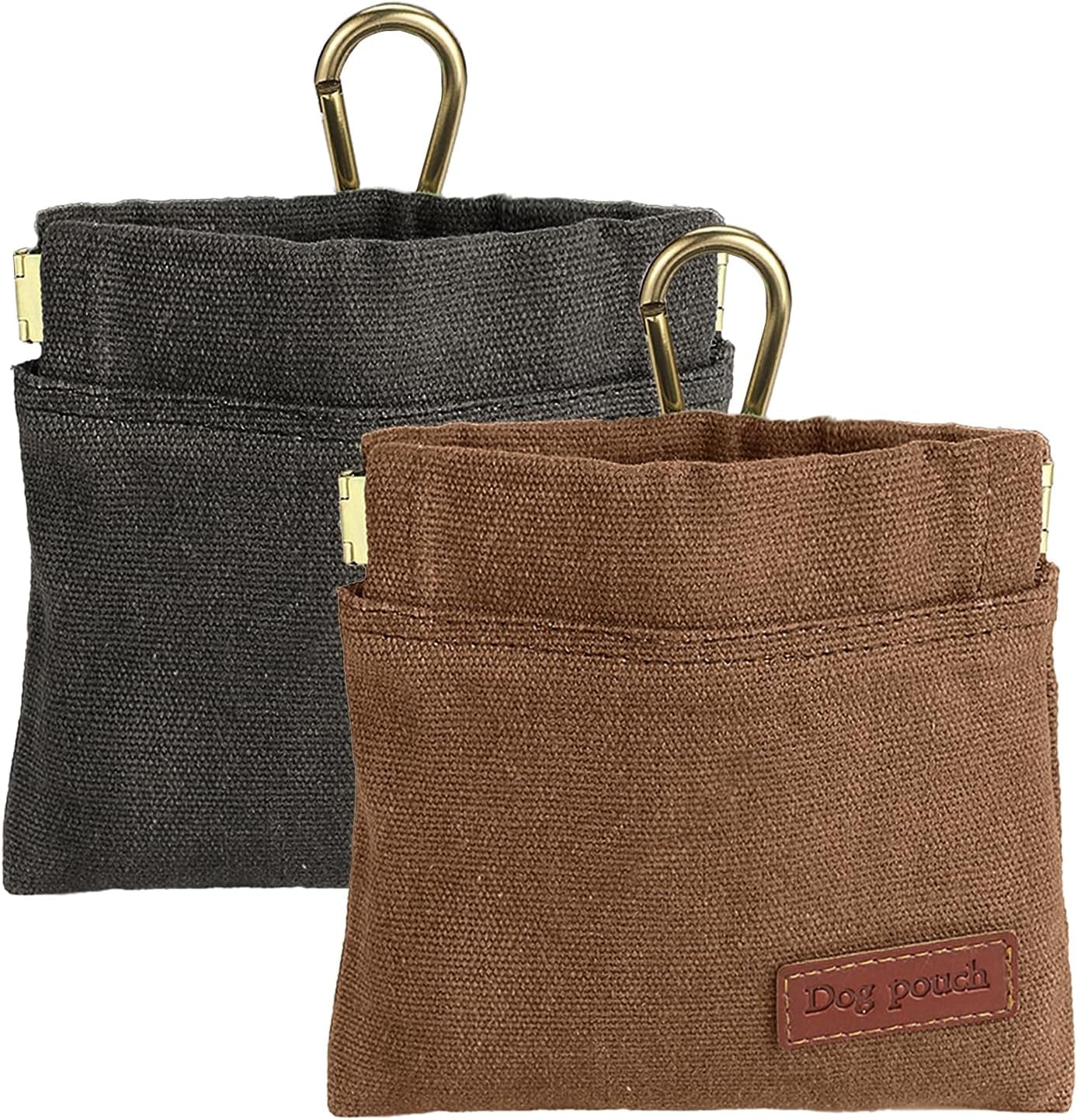 2PC Dog Treat Pouch,Dog Training Treat Reward Bag,Portable Puppy Hand Free Dog Walking Bag,Auto Closing Dog Food Dispenser,Behavior Aids for Puppy Travel or Outdoor(Green Khaki)