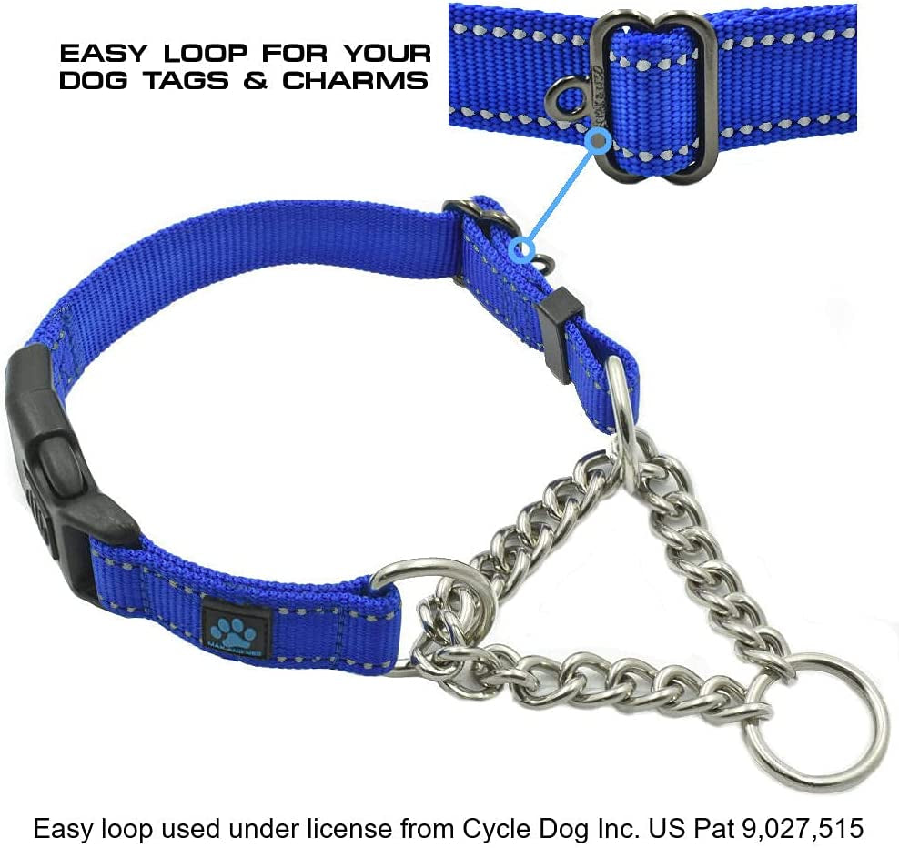 Stainless Steel Chain Martingale Collar - We Donate to a Dog Rescue for Every Collar Sold (Small, Orange)