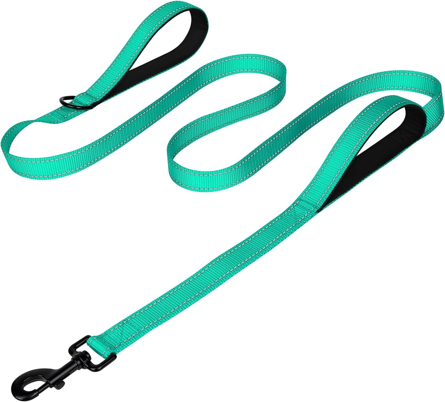 Dog Leash Heavy Duty for Large Dogs That Pull, Double Handle for Traffic Control, Double-Sided Reflective Leashes for Large Medium Dogs Night Safety, 6FT, Teal